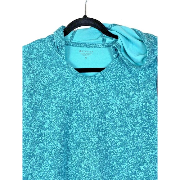 Athleta Sundown Alliance Hoodie Teal Blue Floral Oversized - Size XS (A7) - Picture 4 of 6